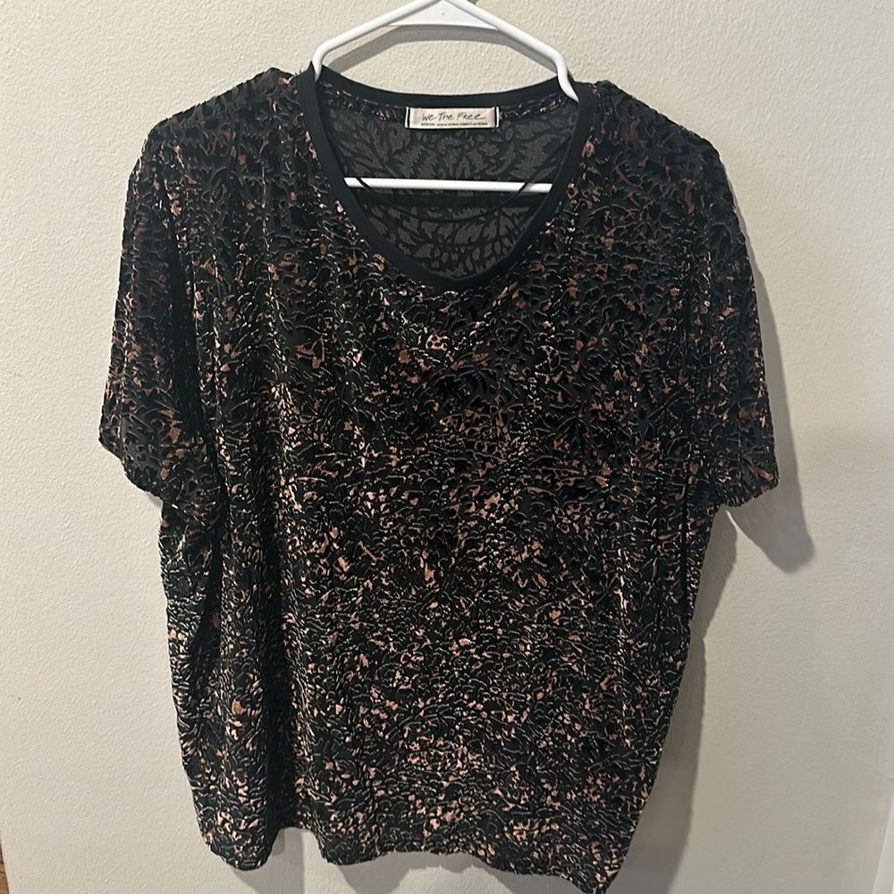Free People Teddy shirt in cheetah combo